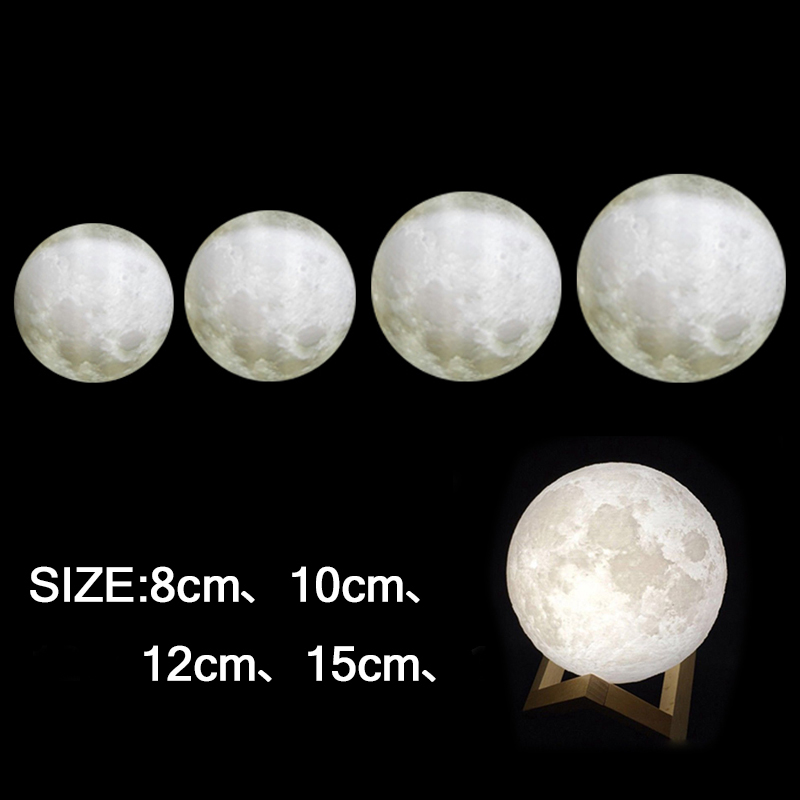 3D Printing Moon shaped smart Lamp with Touch Sensor Switch and Dimmable Brightness 2 Colors for Amazon