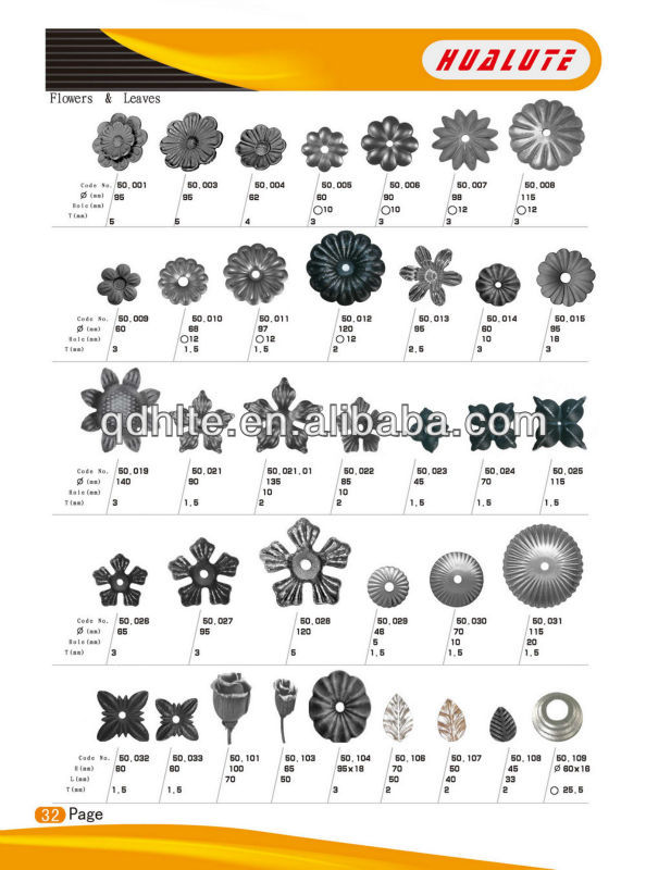 wrought iron flowers and leaves,cast steel flowers and leaves