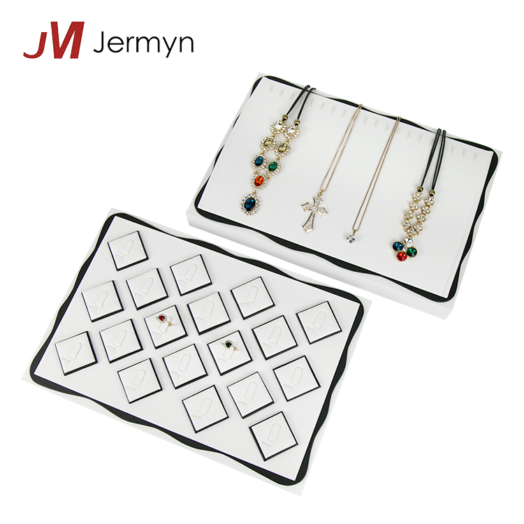 Elegant Stackable Mdf Covered With Leather Jewelry Ring Display Tray