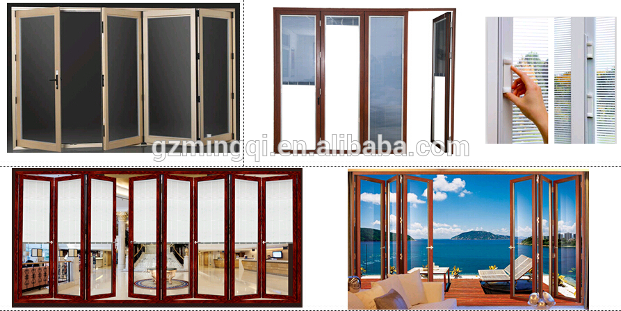 Wholesale decorative soundproof living room vertical aluminium accordion bi fold doors air tight folding door