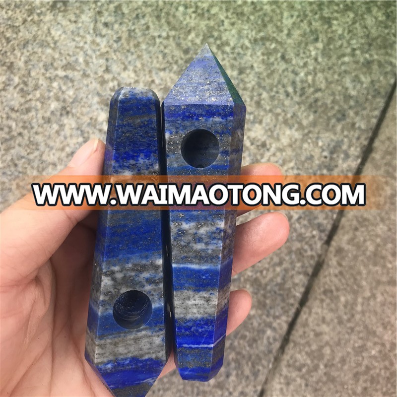 High quality natural lapis lazuli quartz tobacco stone pipe crystal smoking pipe for sale