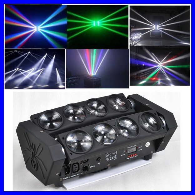 8 pcs RGBW 4in1 Moving Head Led Beam Spider Light