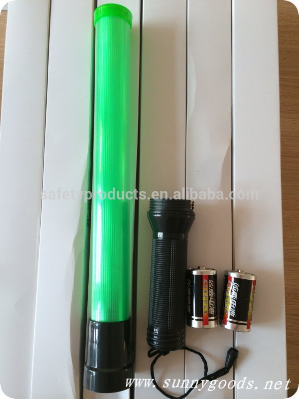 green color led flashing light traffic baton