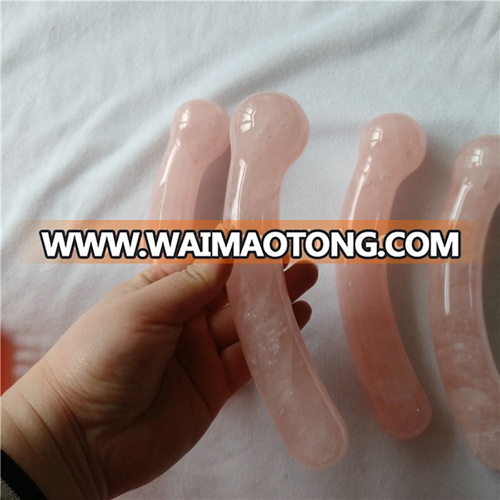 safe rose quartz crystal curved massage yoni healing wands crystal carved penis dildos for female