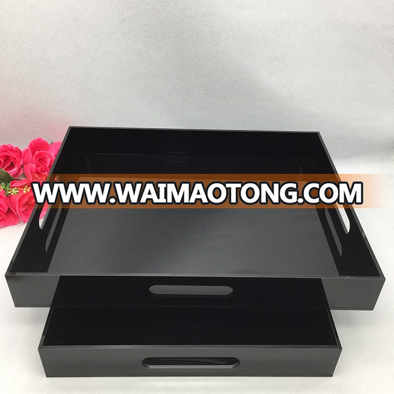 Custom black acrylic tray with handle wholesale