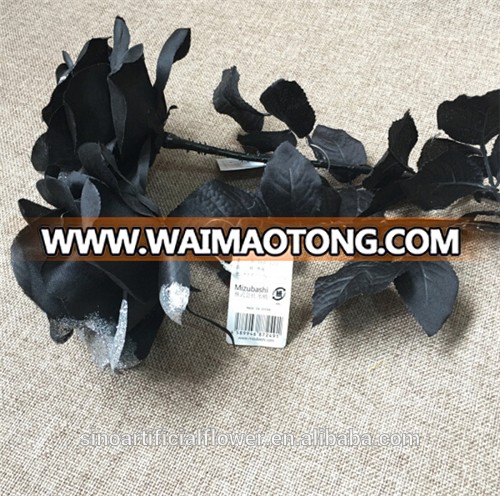 Wholesale Artificial Silk Forever Black Rose Flowers For Decoration