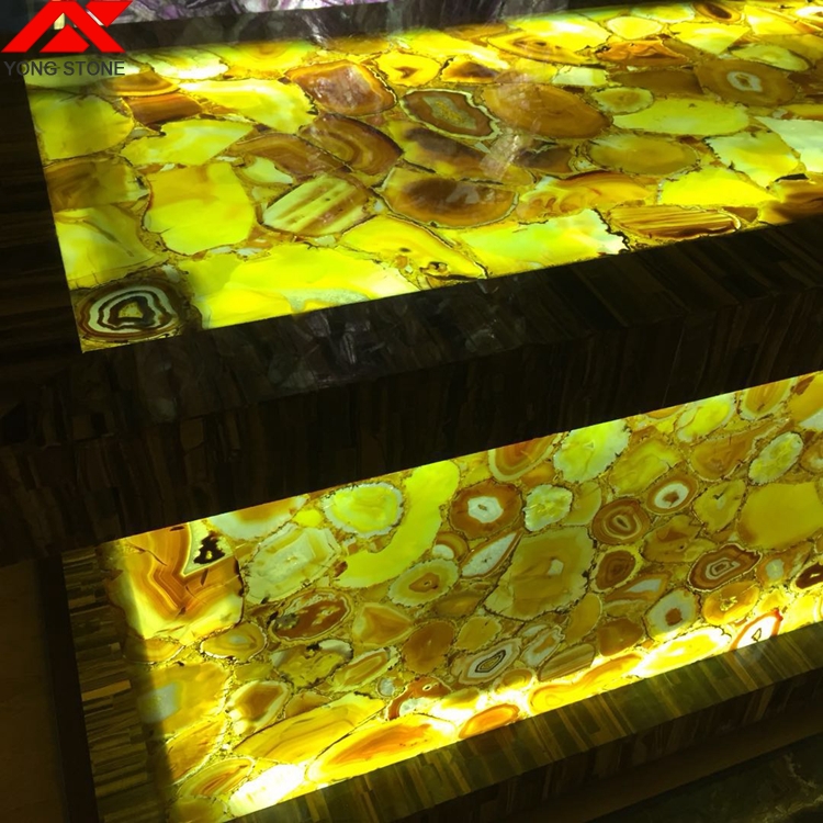 Customized large yellow agate stone slabs price