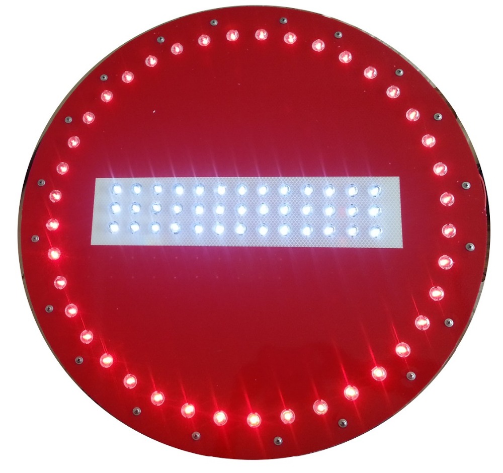 solar energy No Entry Traffic Sign Aluminum Board LED flashing road sign