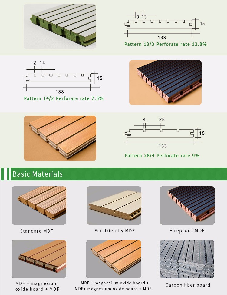 TianGe 15mm Thick mdf Acoustic Melamine Board Wood Grooved Panels