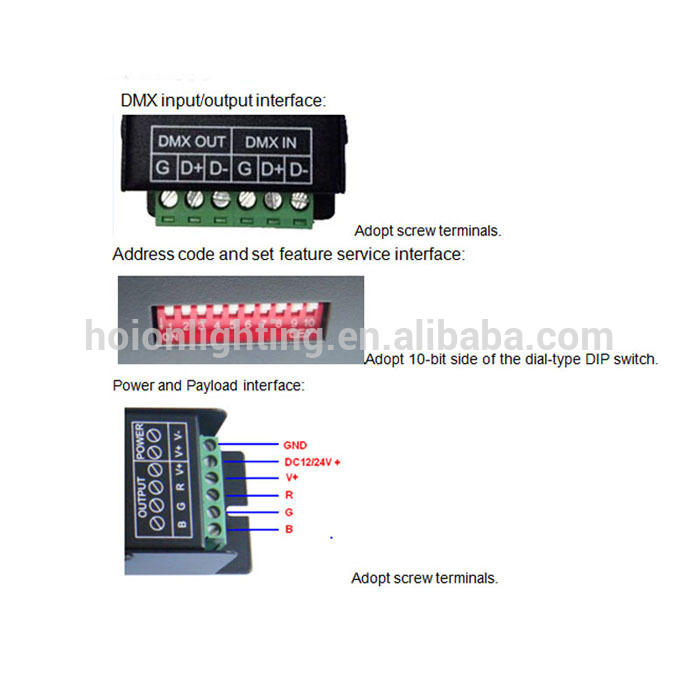 DMX 512 LED Decoder,Programmable DMX512 RGB LED Controller 12V-24V