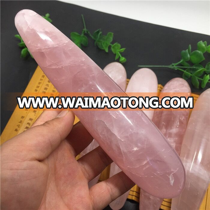 Natural rose quartz crystal dildo sexy crystal massage 7 chakra healing wands for adult