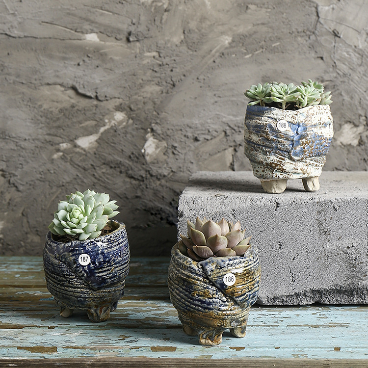 creative variable glaze small ceramic succulent plant pots for desktop