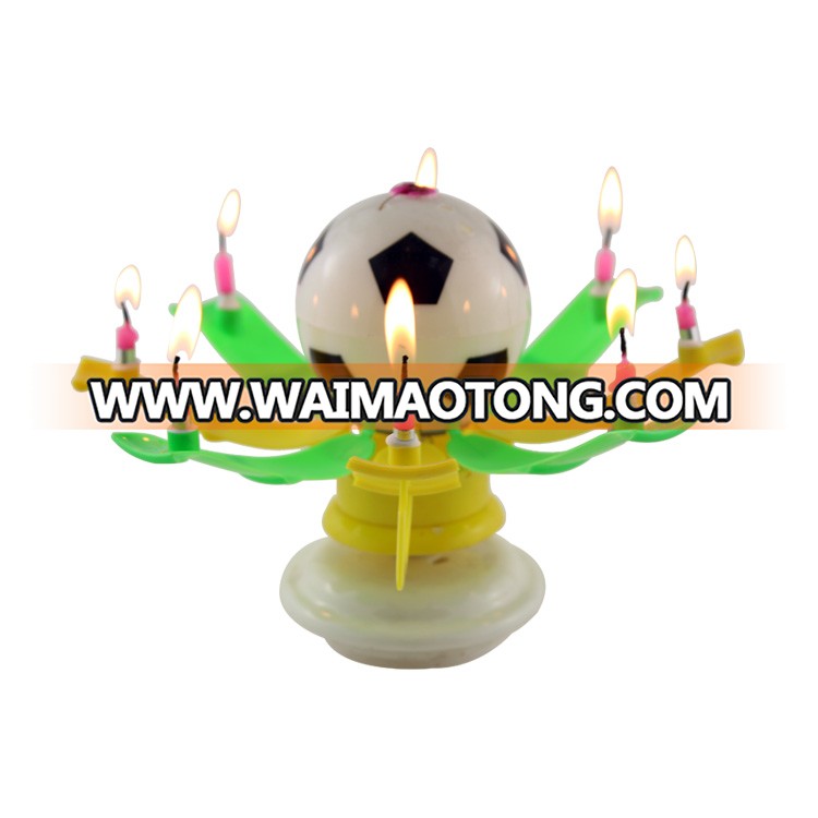 Music rotating football birthday candle factory directly