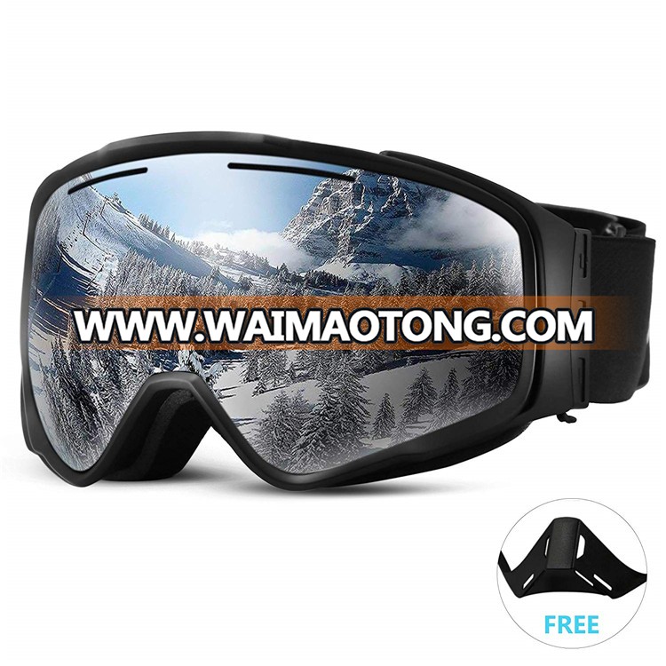 2 In 1 Adult Anti-Fog UV400 Magnetic Ski Goggle With Detachable Nose Guard