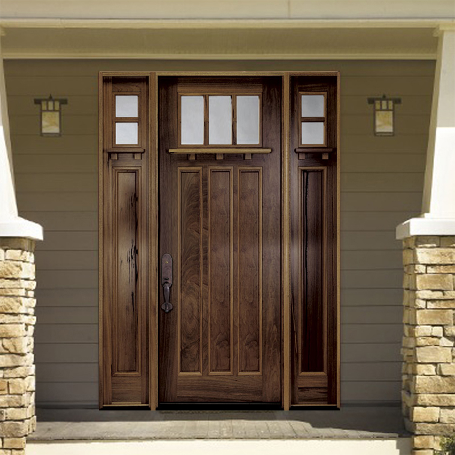 American Residential House Exterior Front Main Entrance Solid Wooden Door Designs