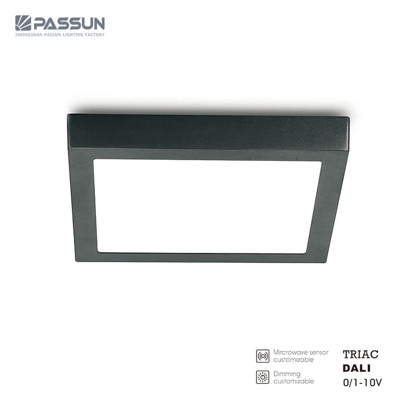 Modern design restaurant bathroom bedroom square acrylic black smd 12w 18w 24w led ceiling light