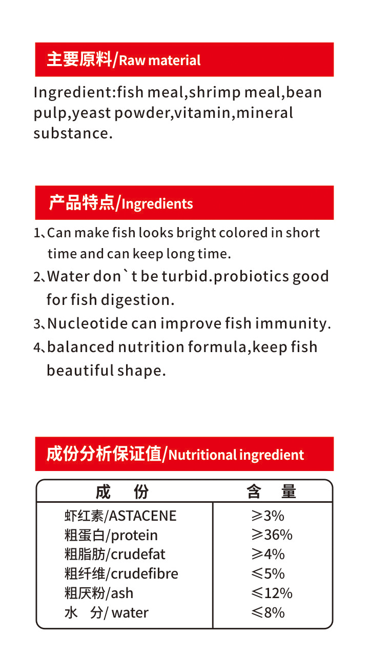 Minjiang parrot fish food for aquarium fish feeding factory cheap price red feeds