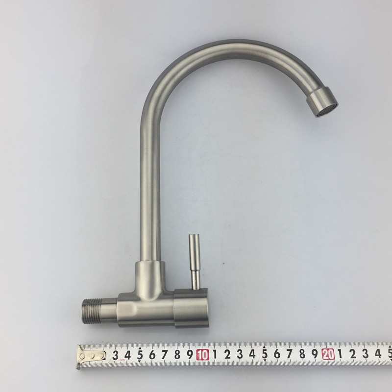 High Quality Gooseneck 304 Stainless Steel Single Handle Kitchen Tap Water Faucet