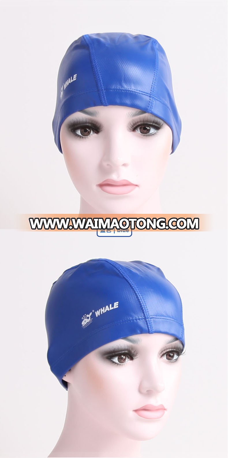 100% waterproof PU Coating ear Protection Swimming Cap