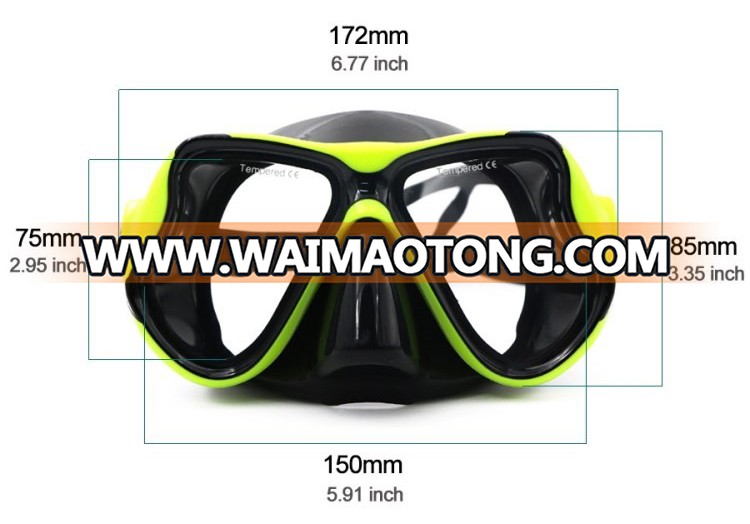 Amazon Top Seller Low MOQ High quality Tempered Glass Silicone Diving Mask