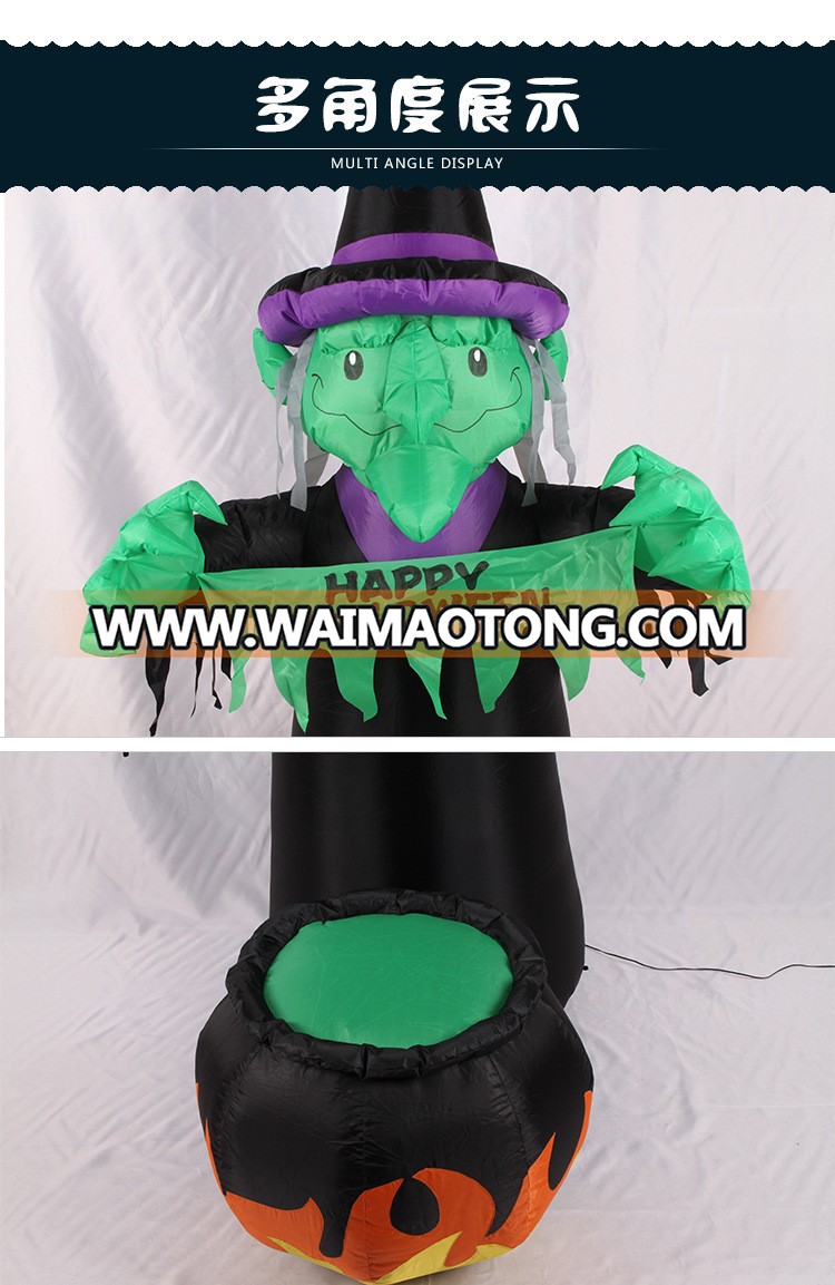 1.8m inflatable green witch halloween yard decoration