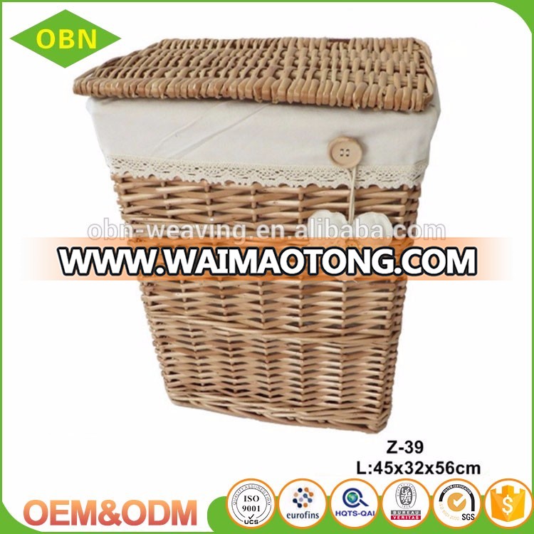 Wholesale high quality customized lined wicker cotton decoration of the dirty laundry basket