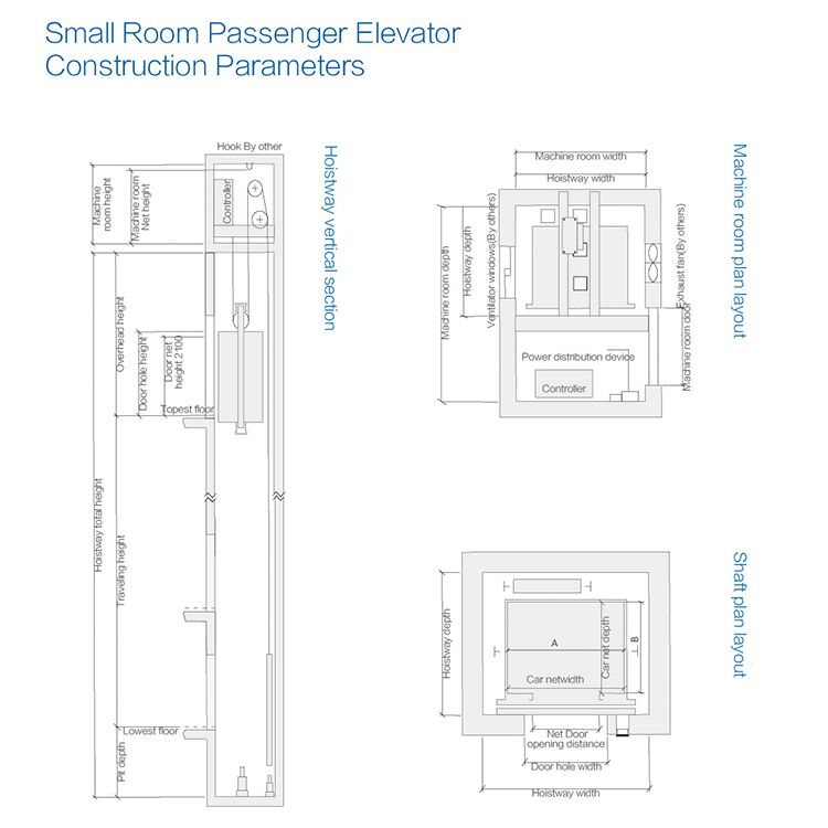 Customized 1250kg passenger elevator 1000kg for restaurant 10 floors