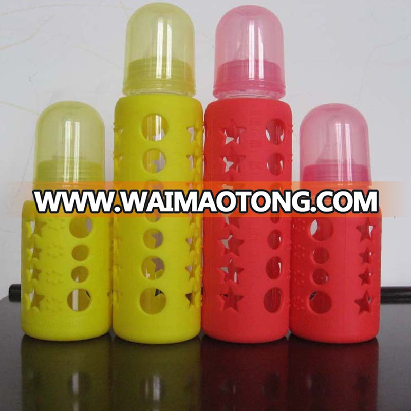 High quality Bpa free silicone sleeves for baby glass bottle