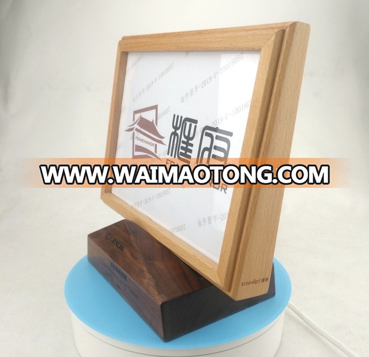 Custom Creative Frame Base Gift Wooden Card Holder Photo Message Folder