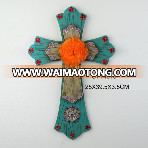 Multicolour decorative crosses custom resin wall art