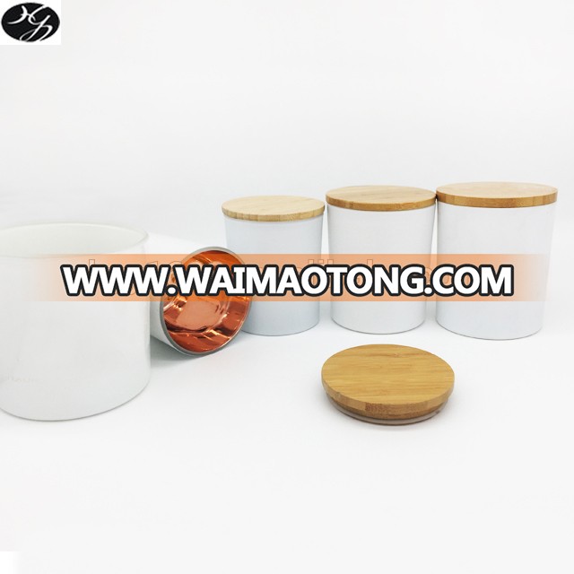 10oz 13oz 15oz white glass candle jars with bamboo lids