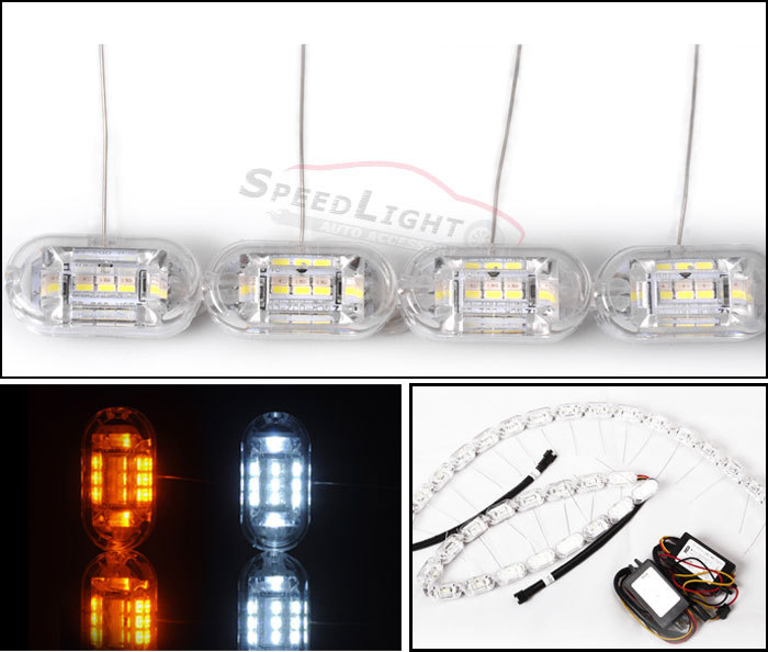 SpeedLight 2015 New Products 12V 24V 16W Universal LED Daytime Running Light With Turn Signal Function