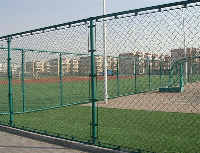 Green pvc coated chain link fence for basketball court