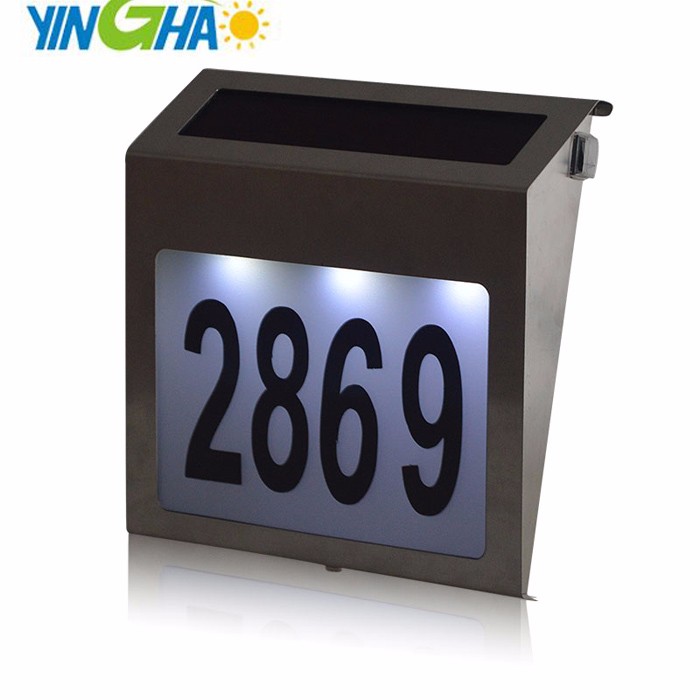 quality solar number light address sign Doorplate lighting outdoor wall