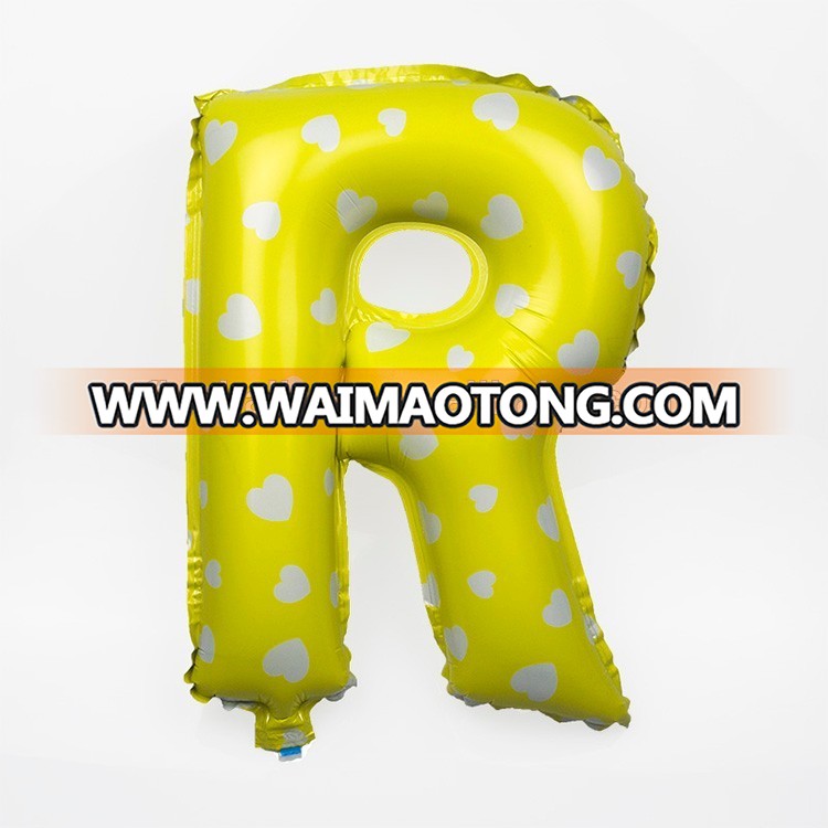 16 inch self sealing inflatable gold English letter helium foil balloons