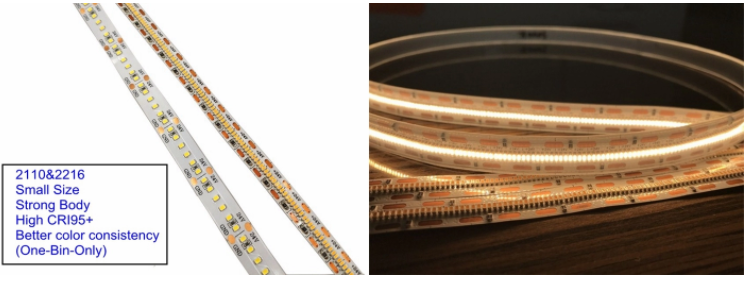 High brightness 24v SMD2110 308leds/m led strip  W + WW  led strip