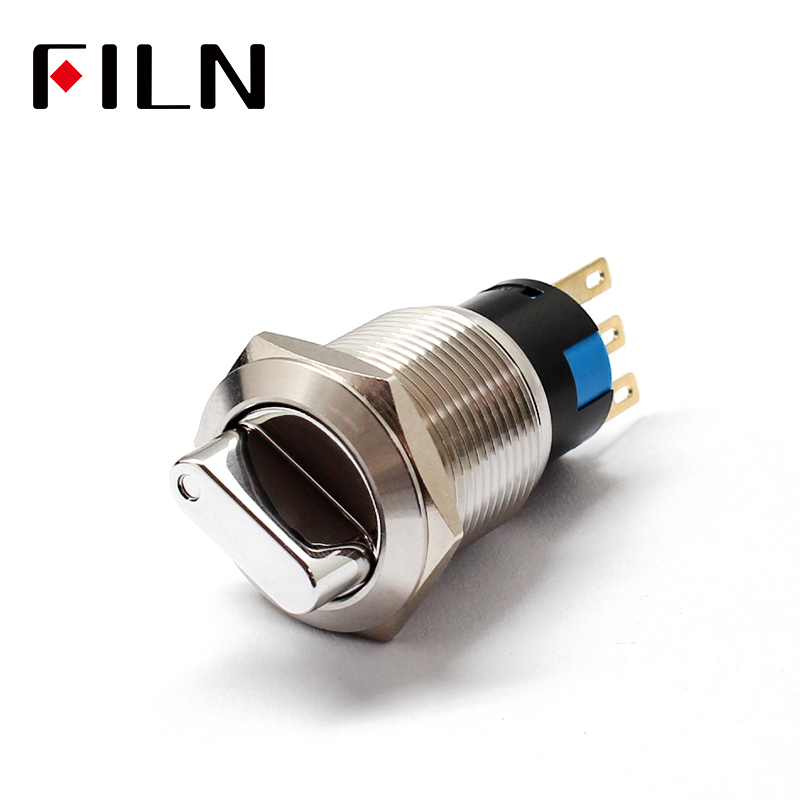 19mm 2 3 Position Switch Push Button Switch DPDT Illuminated Metal selector Rotary Switch with LED Waterproof Stainless Steel