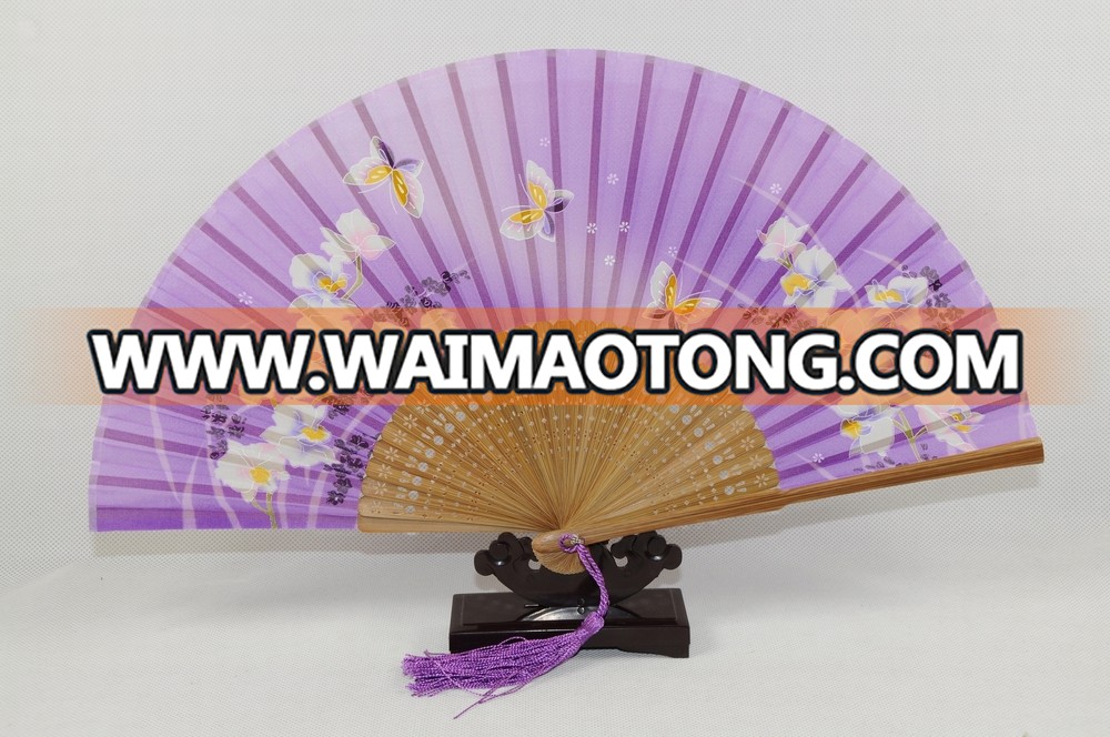 purple bamboo foldable hand fans,bamboo printed hand fan,bamboo handicraft products