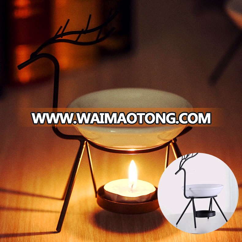 2017 New metal deer essential oil warmer candle burner ceramic oil burner