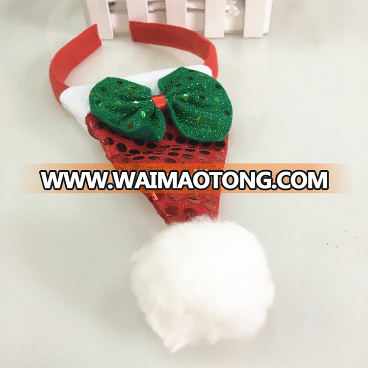 Santa Headband Headband Mini Santa Hat Headband with Mistletoe Green Bowknot Party Accessory