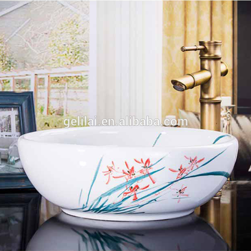 Latest style bathroom shampoo sink round shape with color basin