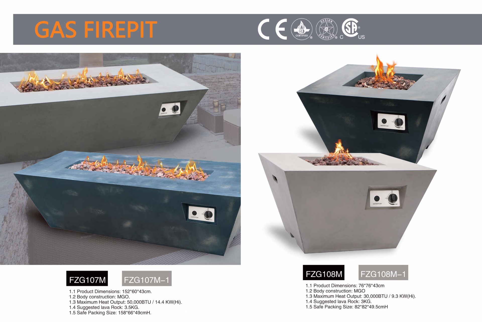 Outdoor Propane Gas Fire Pit Table