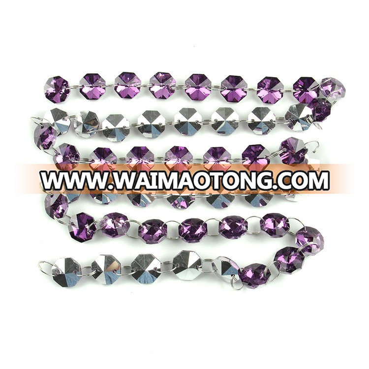 Amethyst with silver back 14mm crystal garland strands with silver rings for beautifully decorated wedding best seller