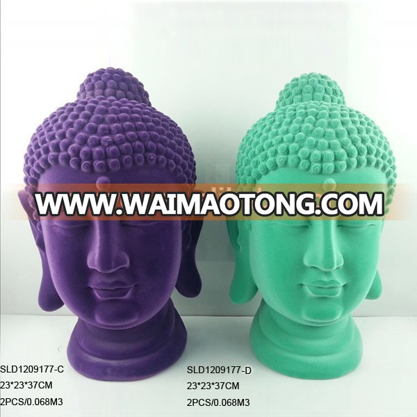 Handmade religious craft polyresin flocked buddha head