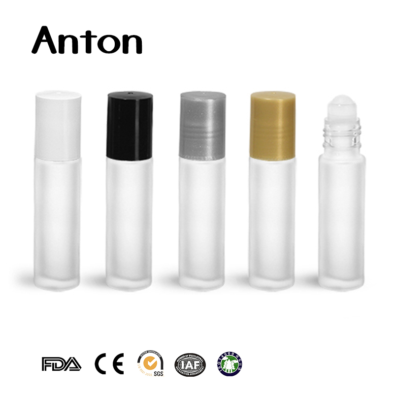 10ml waved Empty Clear Glass Roll-On Attar Bottles Refillable For Essential Oil Aromatherapy Perfume Bottles With Cap