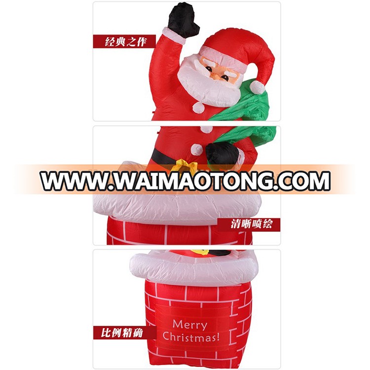 Outdoor Decoration 1.8m Christmas Inflatable Santa Claus Climbing Chimney