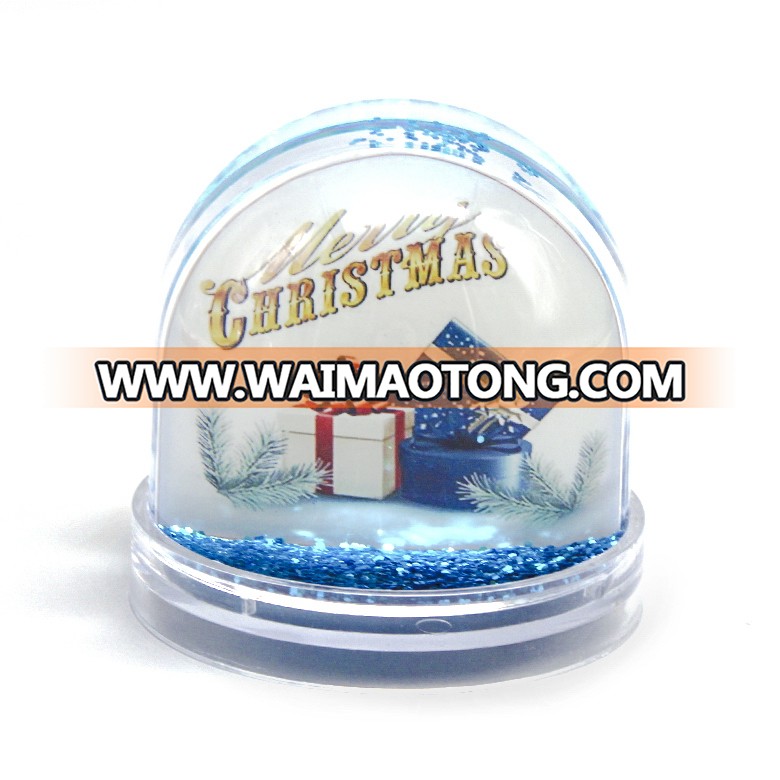 Custom Christmas Souvenir Snow Globe Picture Frame DIY Photo Insert Plastic Water Globe