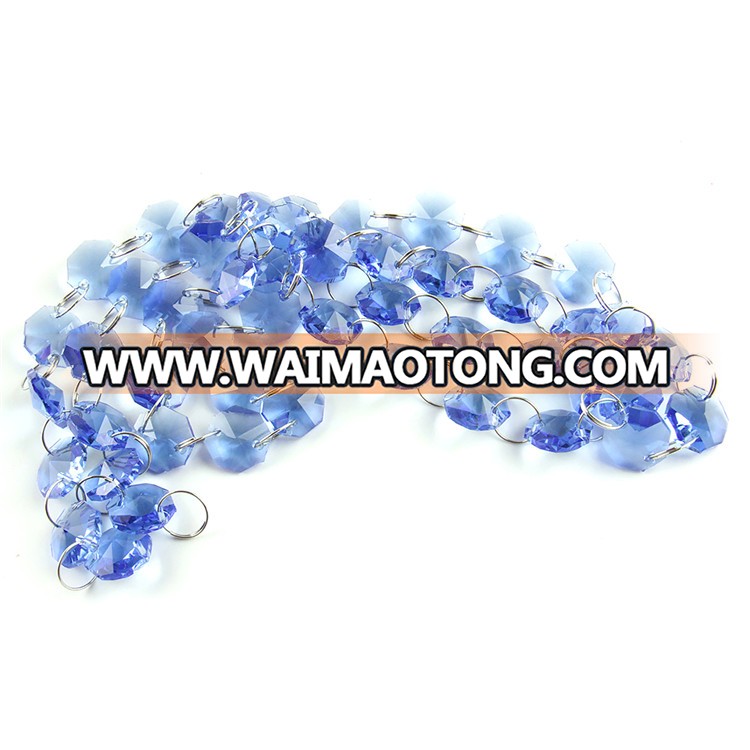 14mm sapphire octagon beads with silver metal rings for beautiful family decor polished sell like hot cakes