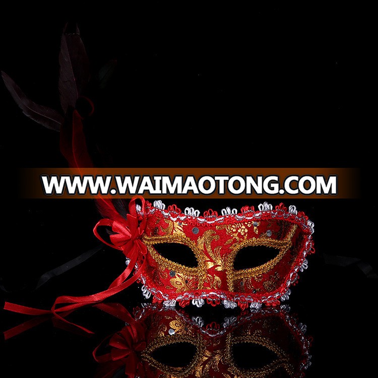 PoeticExst Women half face masquerade mask fashion mardi gras feather masks