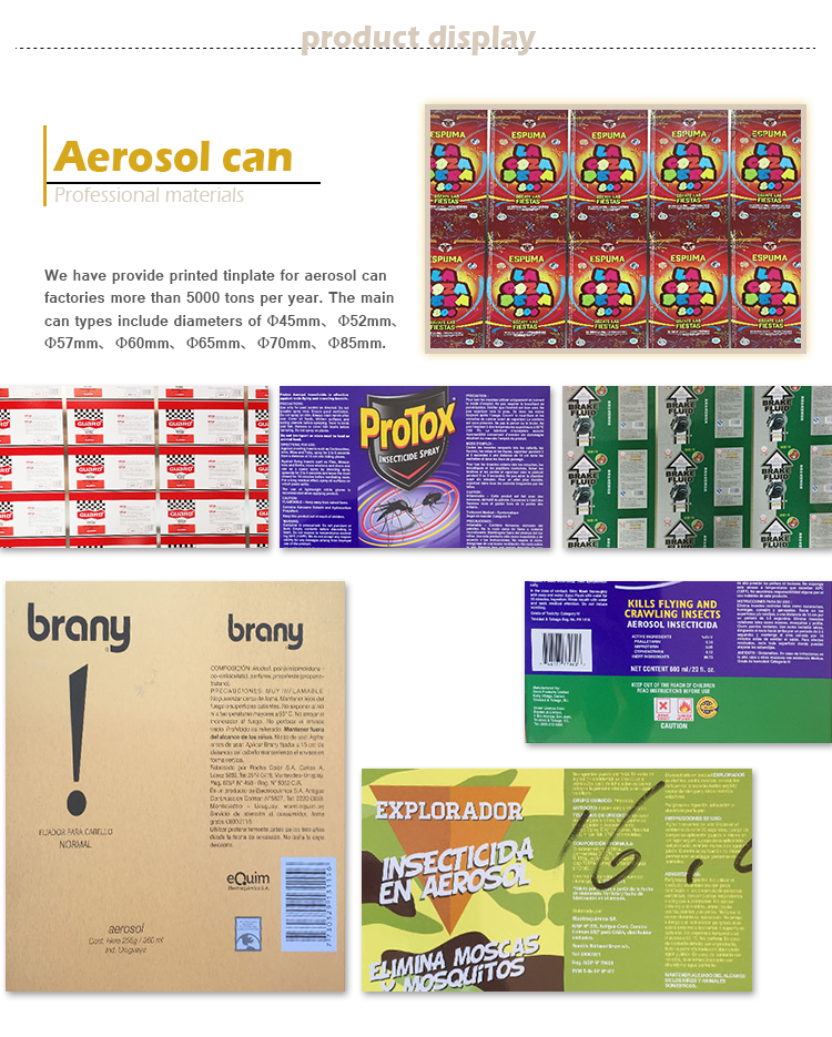 Best selling printed tinplate and TFS for spray can packaging material